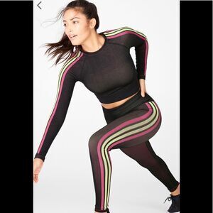 Fabletics Striped L/S CropTop & Hi Waisted Legging
